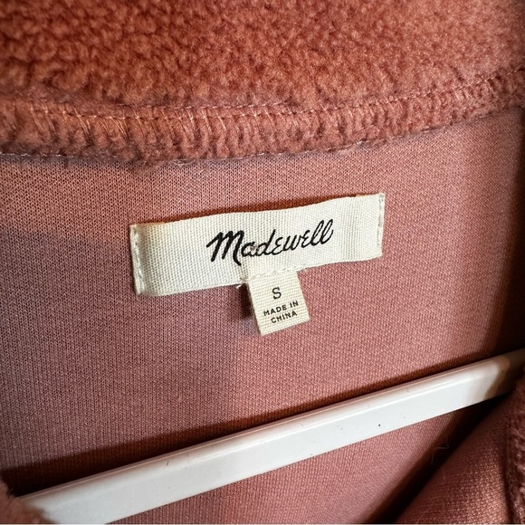 Madewell Women’s Pink Sherpa Popover Quarter Zip Pullover Sweatshirt Dusty Pink - Picture 4 of 12